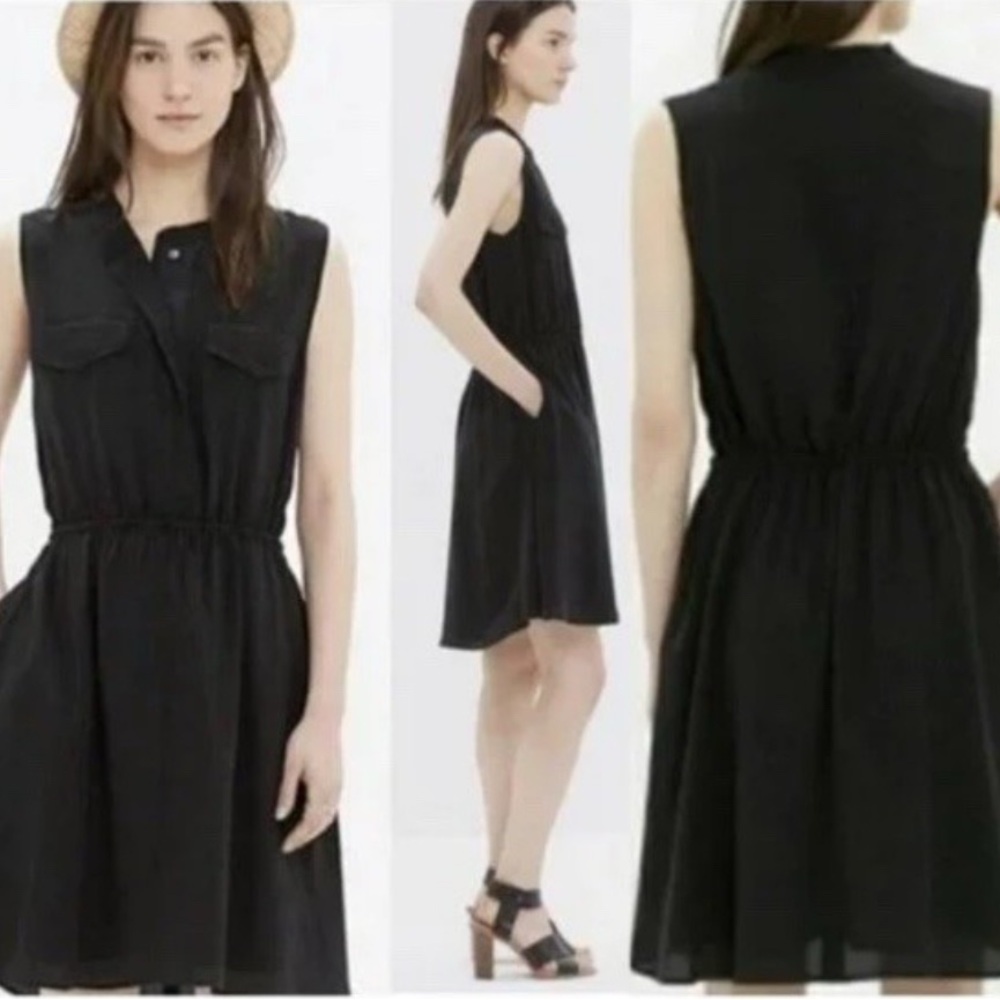 Madewell Black Sleeveless Midi Shirt Dress